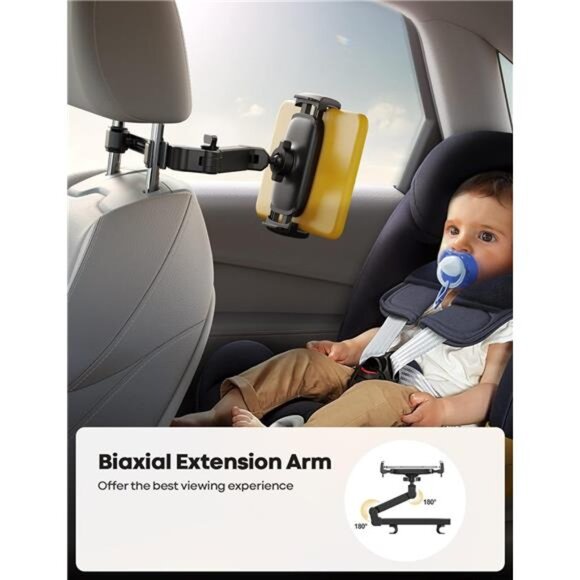 Lamicall Car Headrest Tablet Holder - [3 in 1 Extension Arm] Adjustable Tablet - Picture 2 of 7
